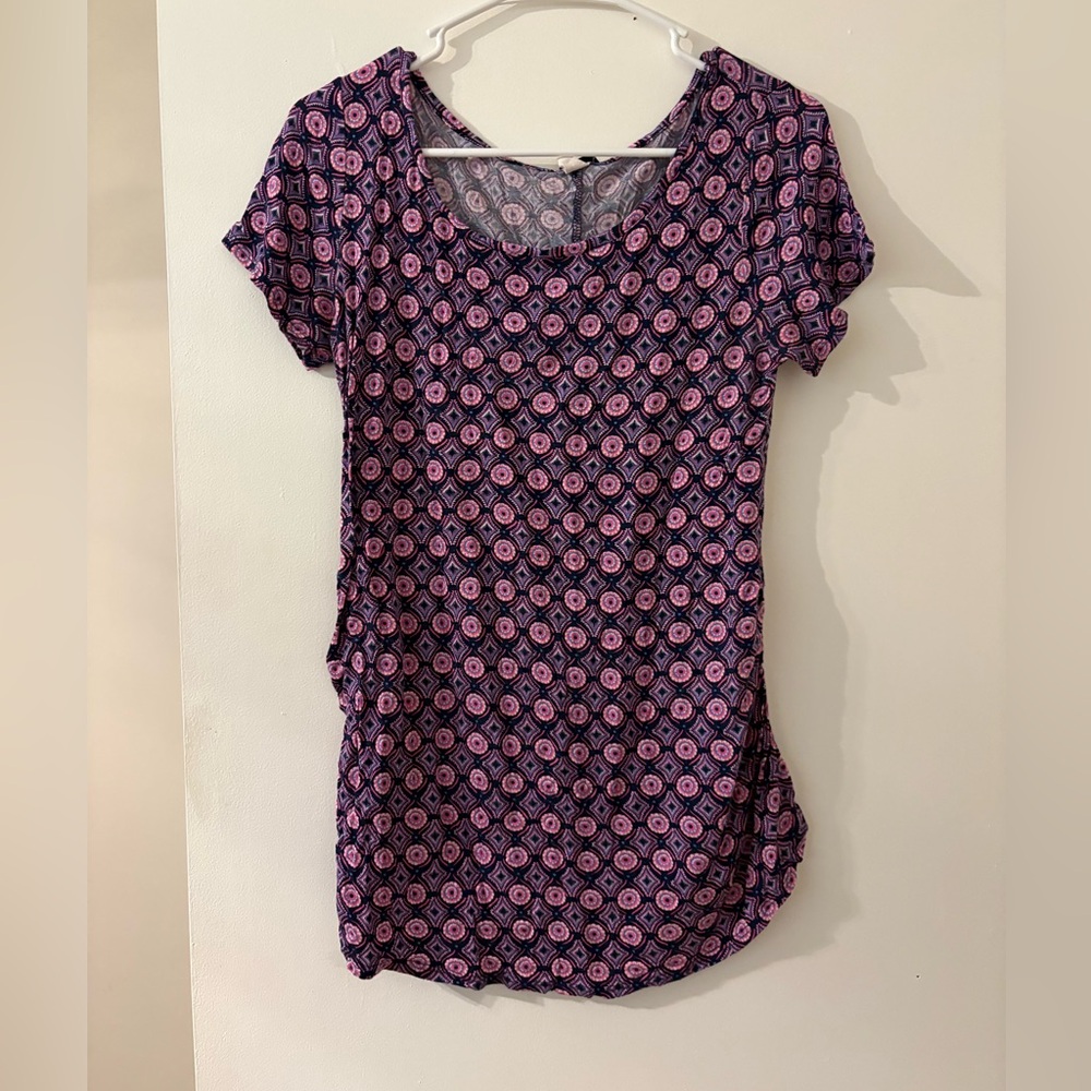 Pinc Pink and Purple Geometric Women's Maternity Top